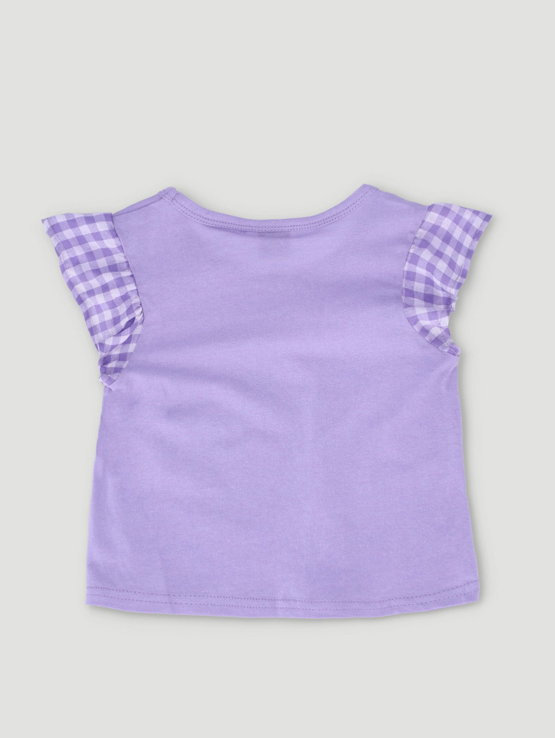 Pre-Girls Wish Fashion Tee With Gingham Sleeves - Purple