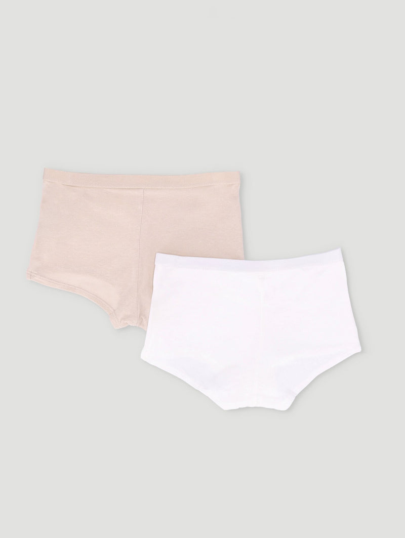 Pre-Girls 2 Pack Boyleg Panties - White/Nude