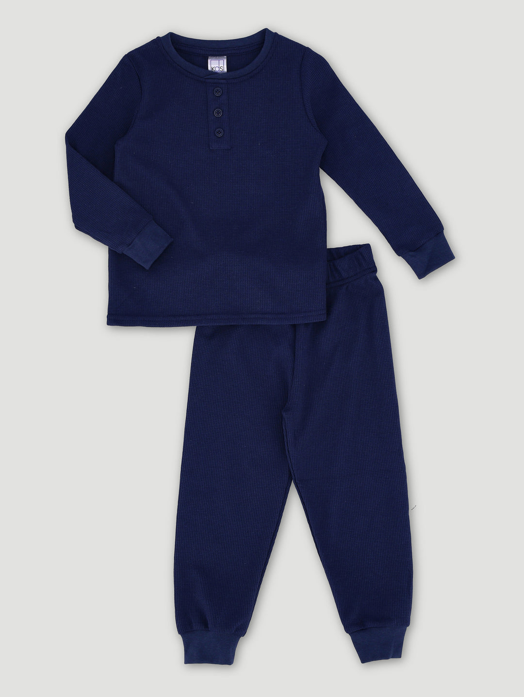 Pre-Boys Long Sleeve Waffle Knit Pj Set Navy