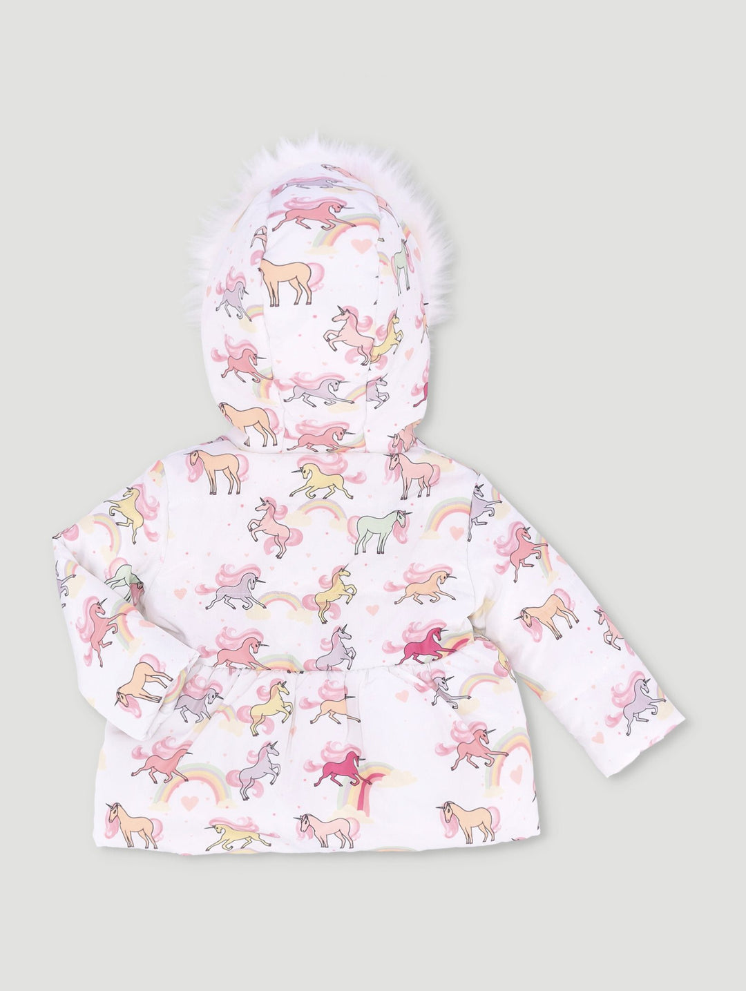 Baby Girls Unicorn Puffer Jacket - White