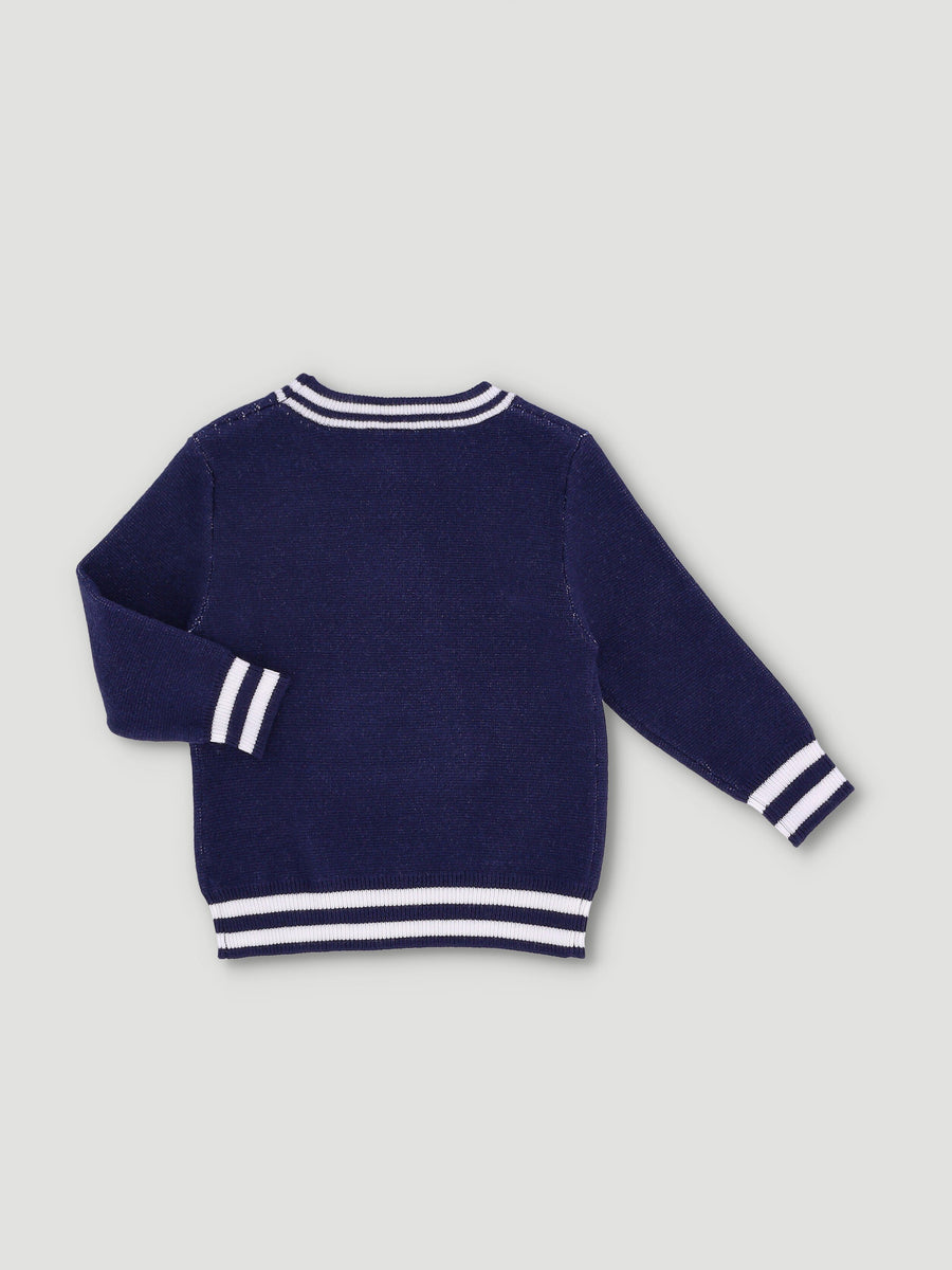 Baby Boys Pull Over Knit 3D Amazing Toweling Applique Knitwear Navy