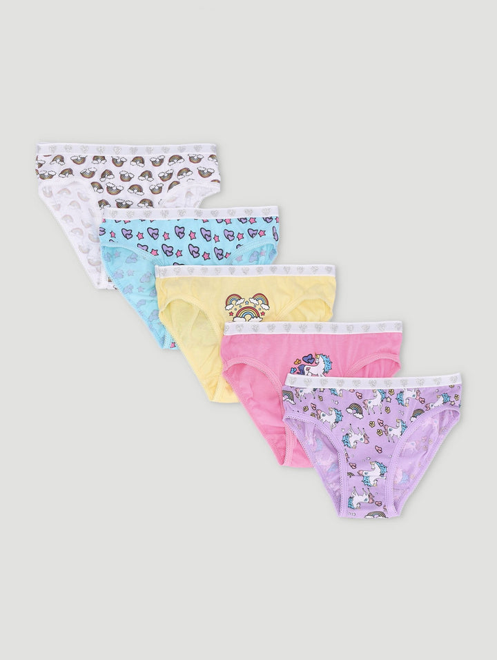 Pre-Girls 5 Pack Unicorn Rainbow Panties