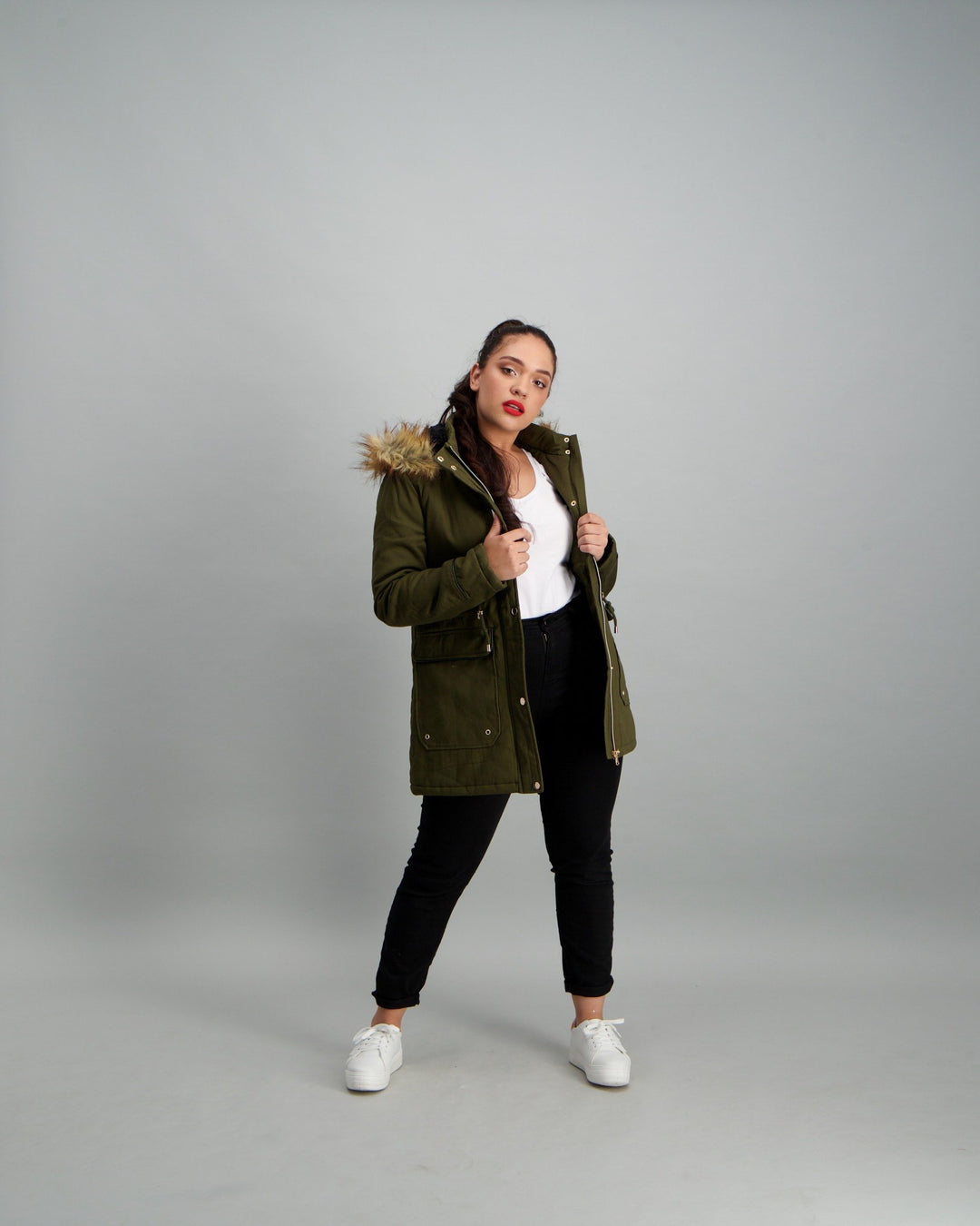 Ladies Khaki Parka Jacket