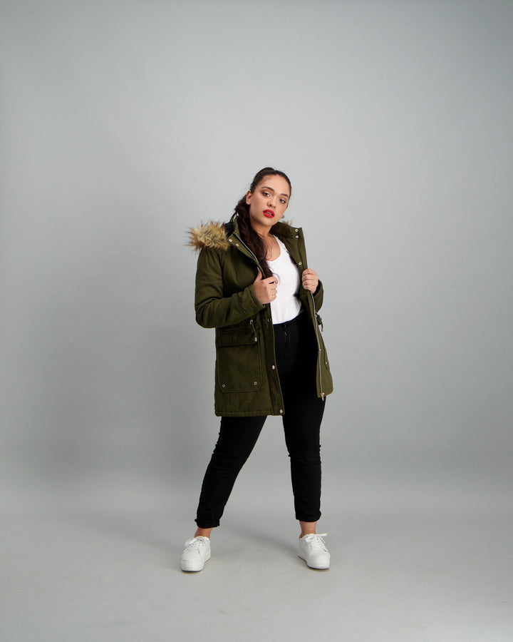 Ladies Khaki Parka Jacket