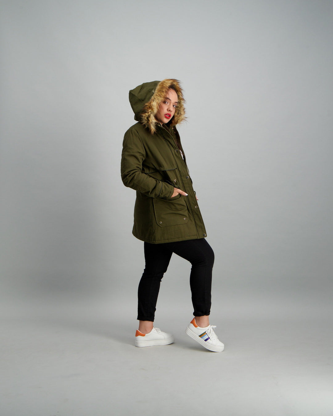 Ladies Khaki Parka Jacket