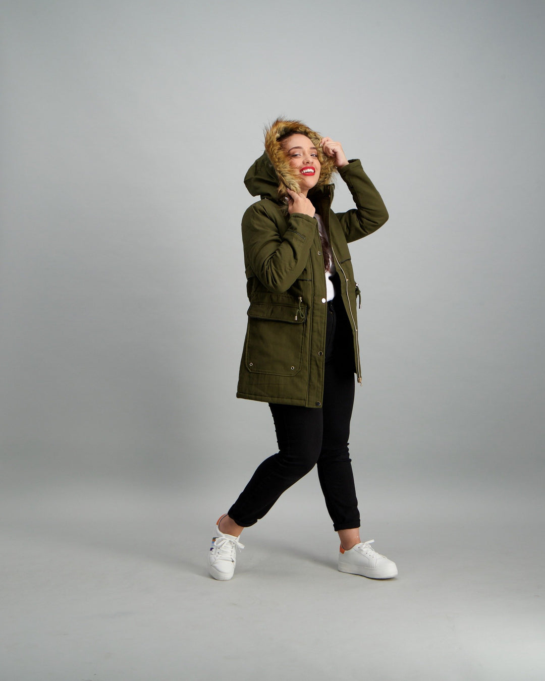 Ladies Khaki Parka Jacket