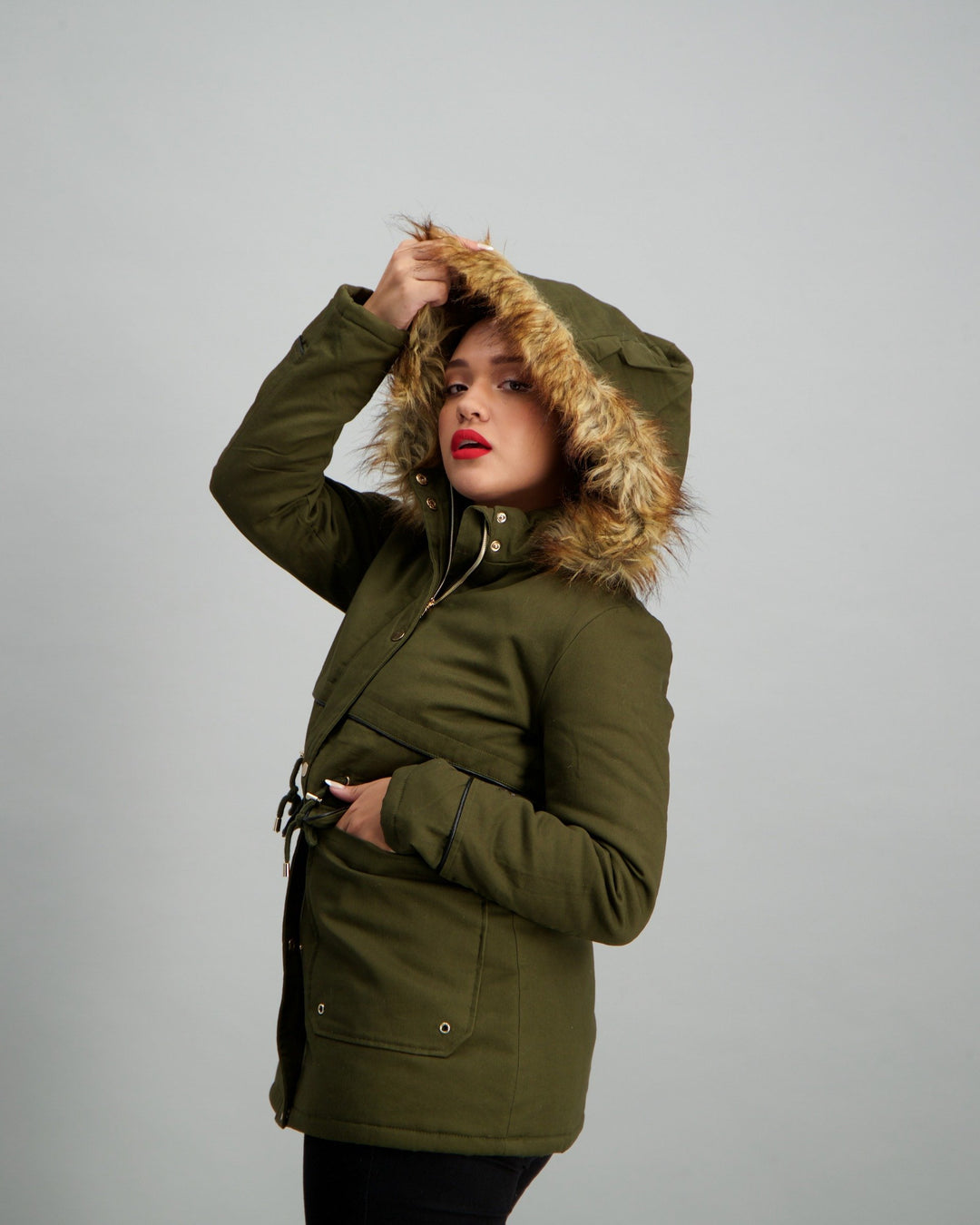 Ladies Khaki Parka Jacket