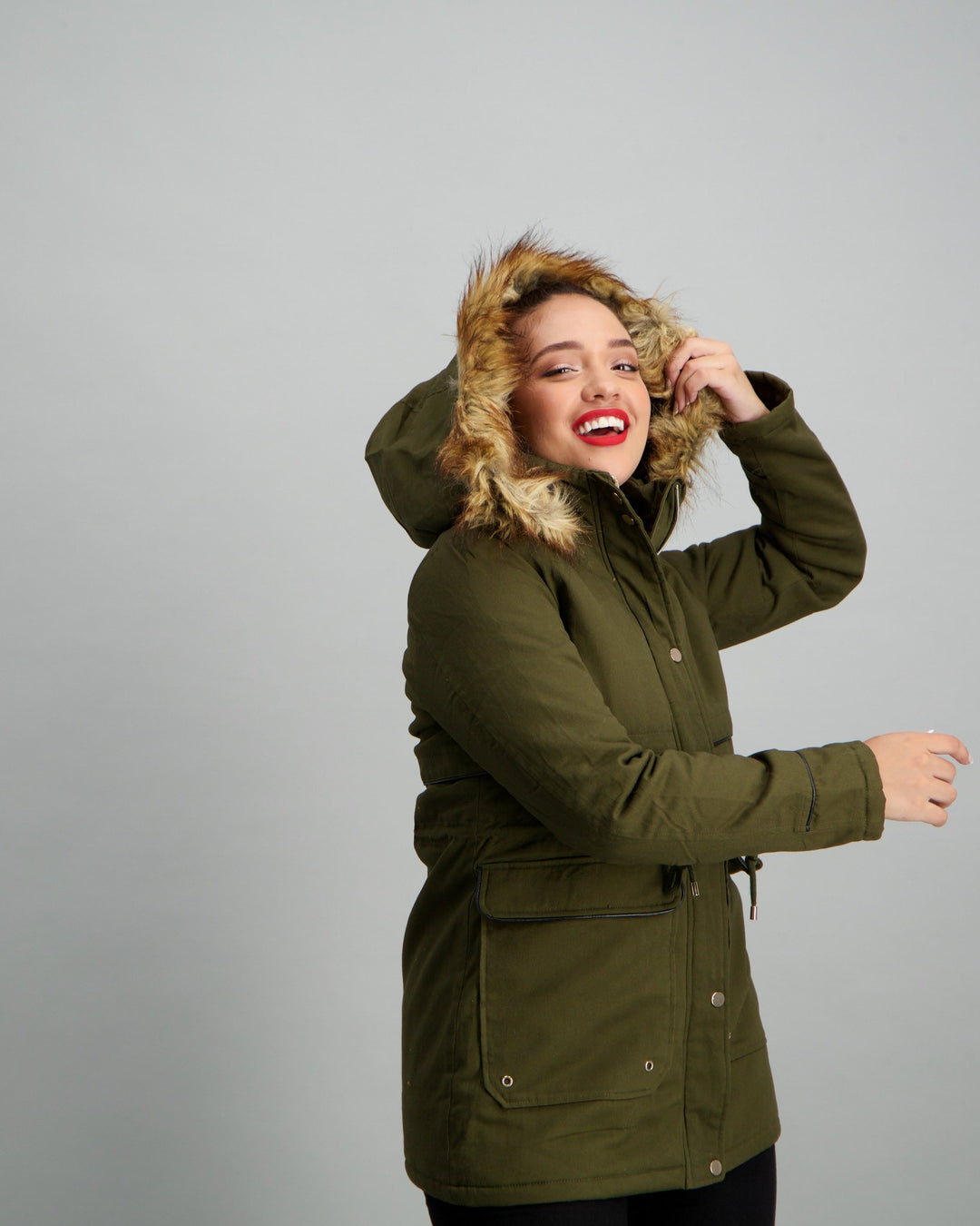 Ladies Khaki Parka Jacket