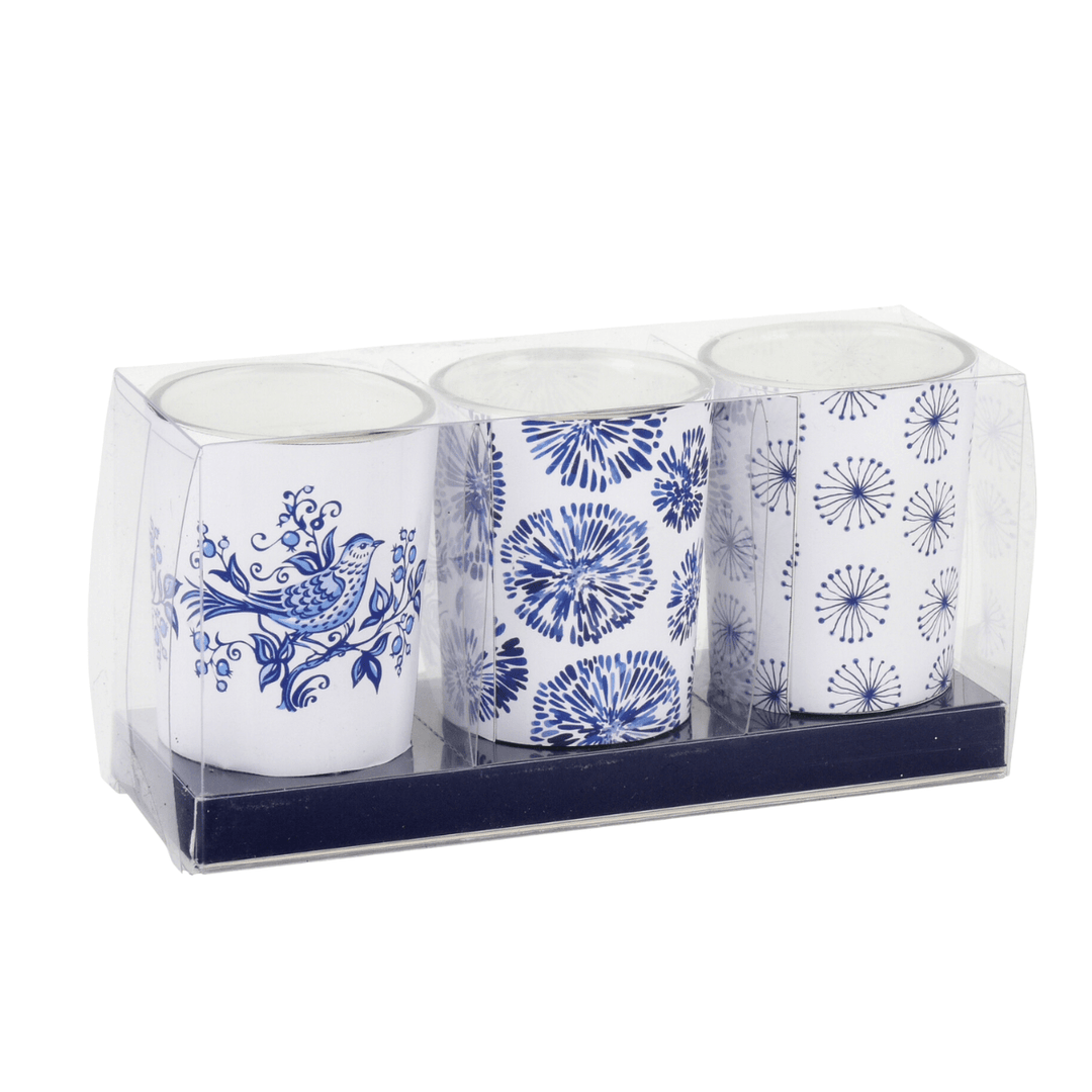 Set Of 3 Oud Candle In Glass - Blue