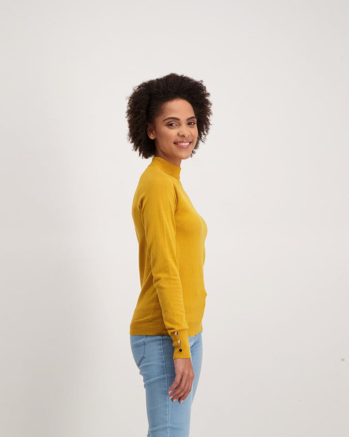 Ladies-Turtle Neck Knitwear - Mid Yellow