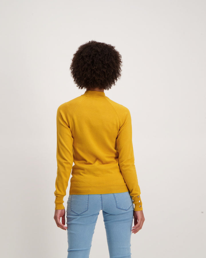 Ladies-Turtle Neck Knitwear - Mid Yellow