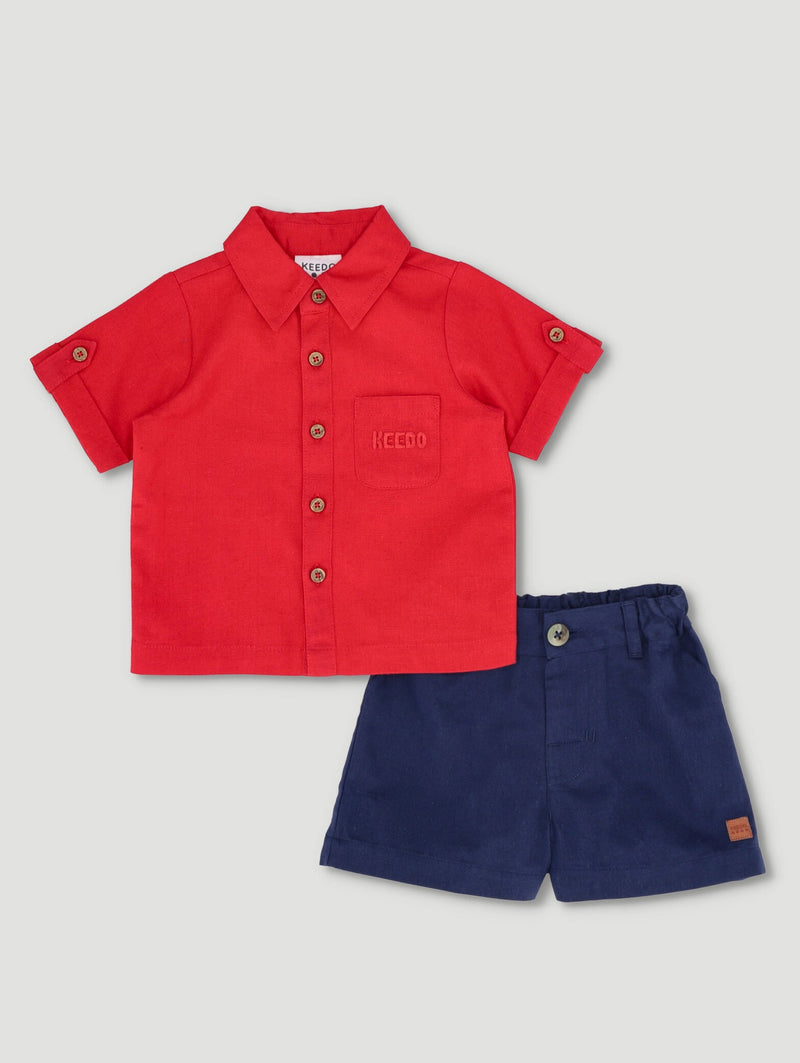Keedo Baby Boys Imperial Embroidered Linen Set - Multi