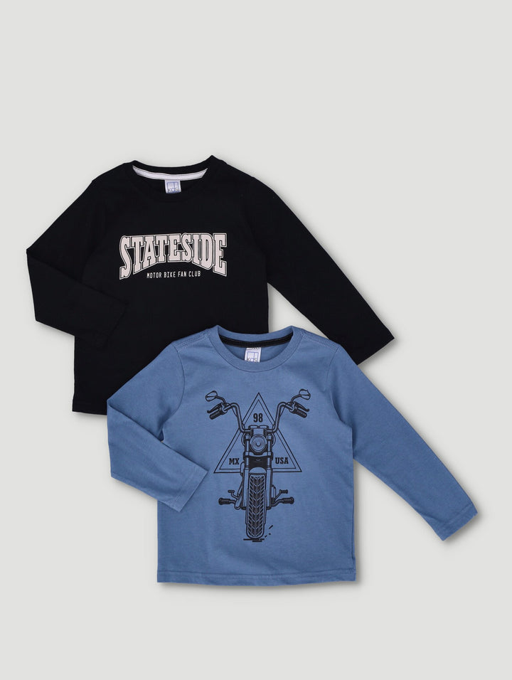 Pre-Boys 2 Pack Long Sleeve Tees - Black/Blue