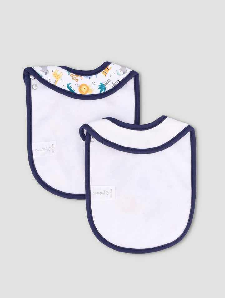 Baby Boys 2 Pack Animal Bibs - White/Blue