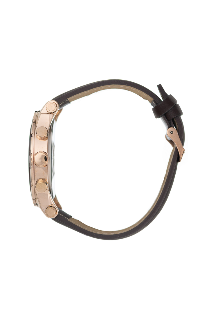 Brown Leather Strap Analogue Watch - Brown