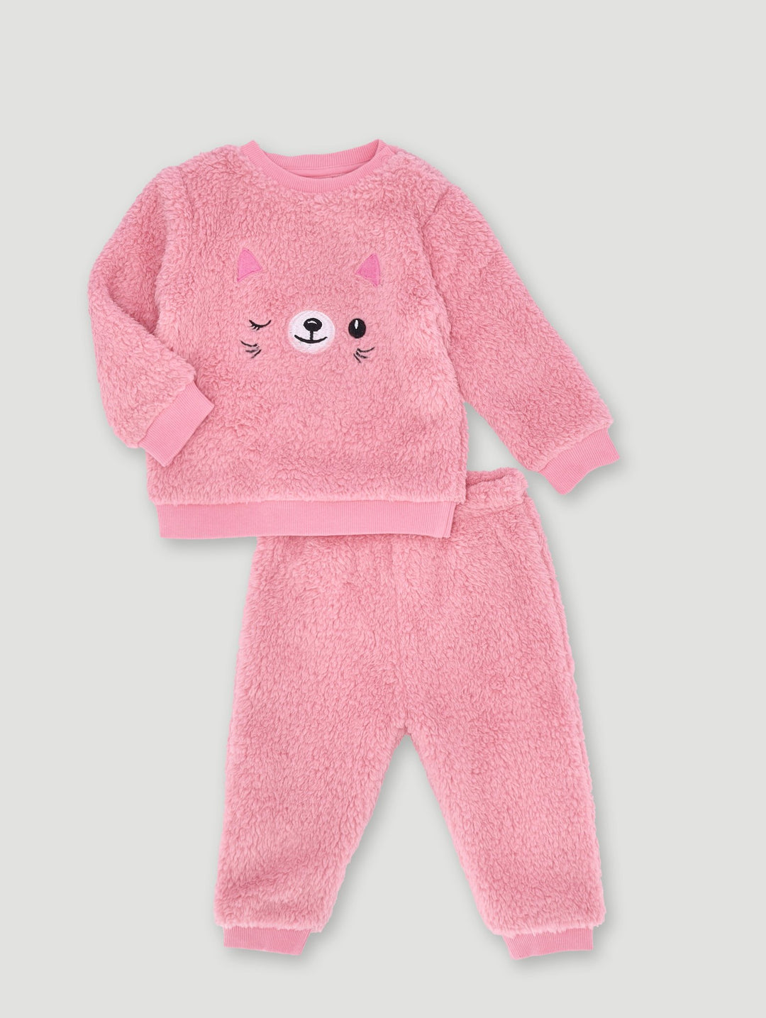 Baby Girls Cat Sherpa Set - Pink