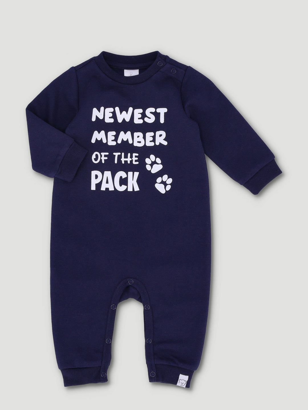 Baby Boys Brushed Fleece Slogan Sleepsuit Navy - Main Image