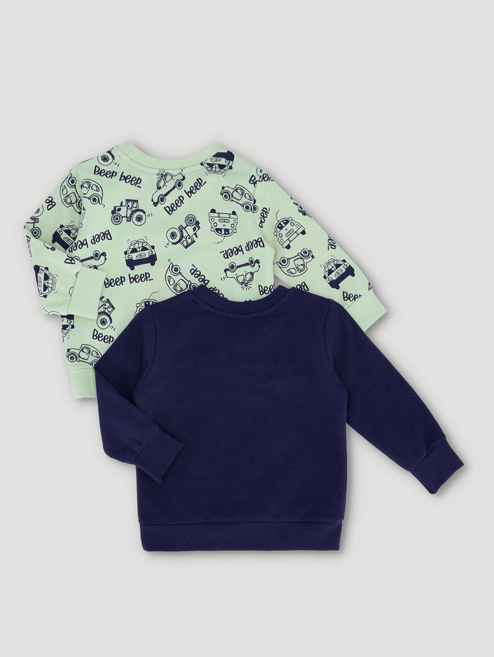 Baby Boys 2 Pack Car Print Sweat Tops
