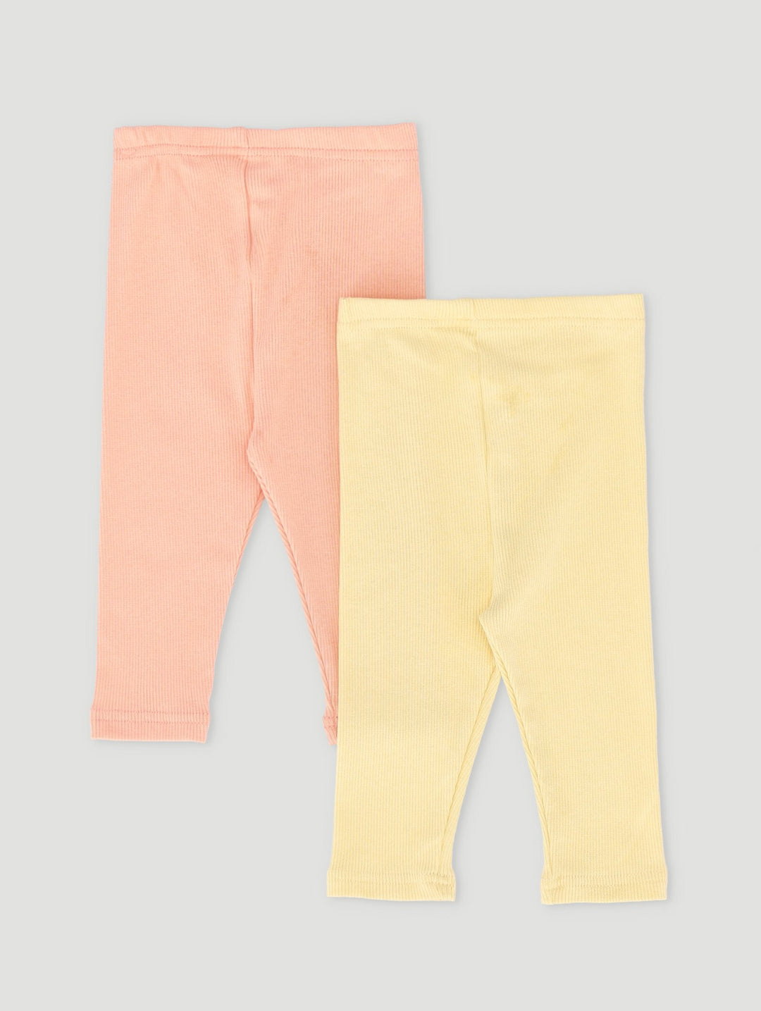 Baby Girls 2 Pack Rib Leggings - Yellow