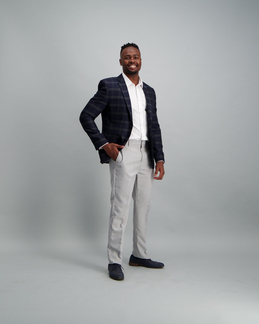 Men's Check Blazer Navy