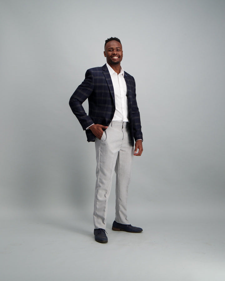 Men's Check Blazer Navy