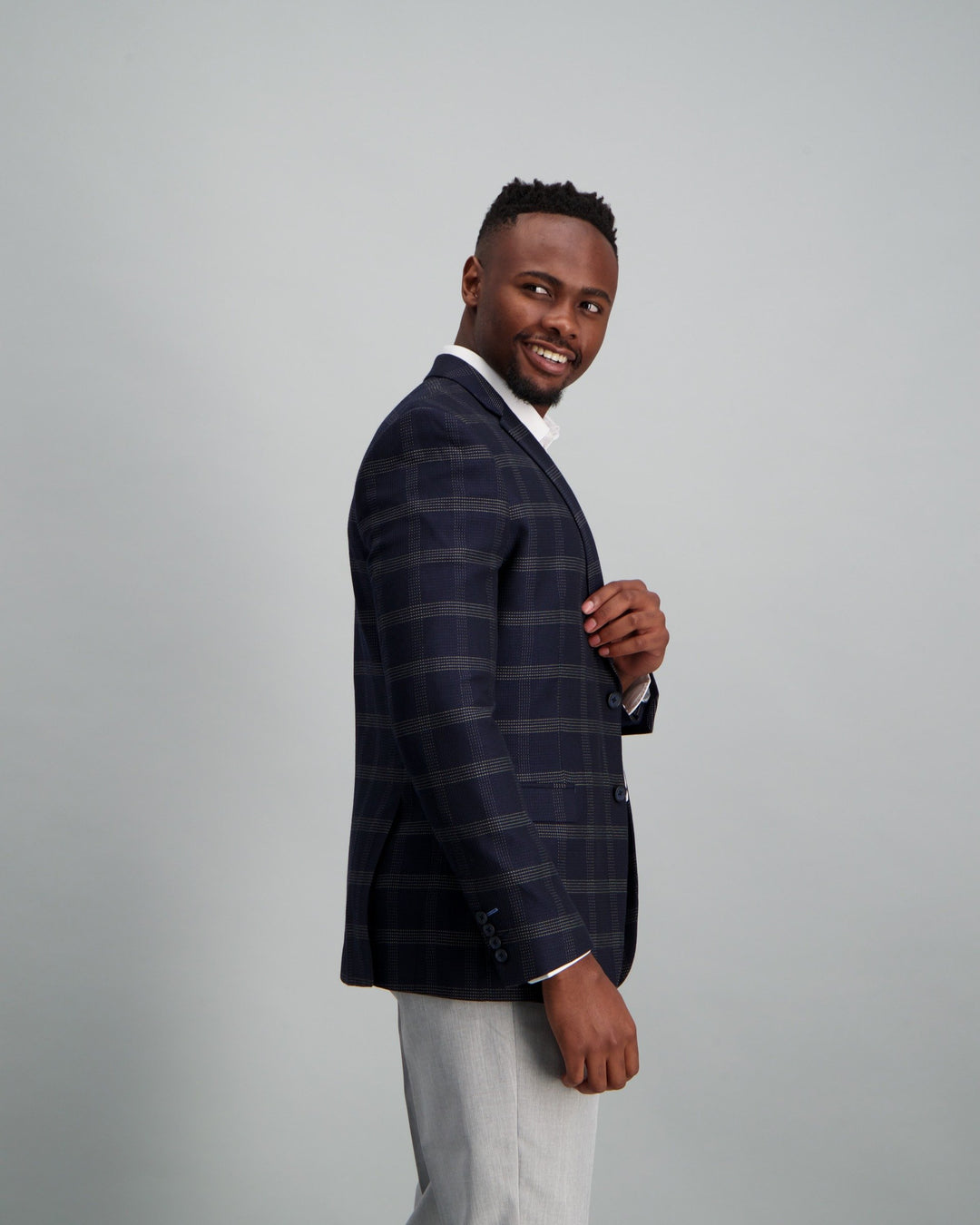 Men's Check Blazer Navy