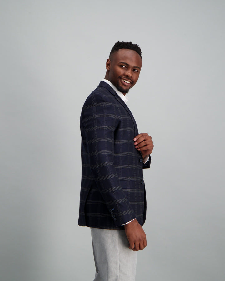 Men's Check Blazer Navy