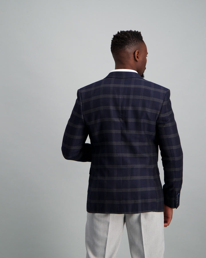 Men's Check Blazer Navy