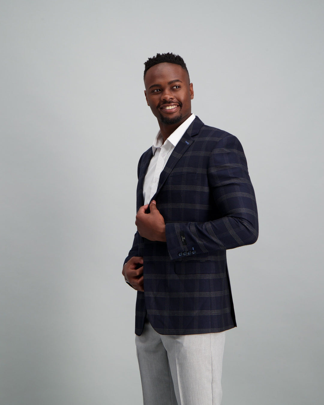 Men's Check Blazer Navy