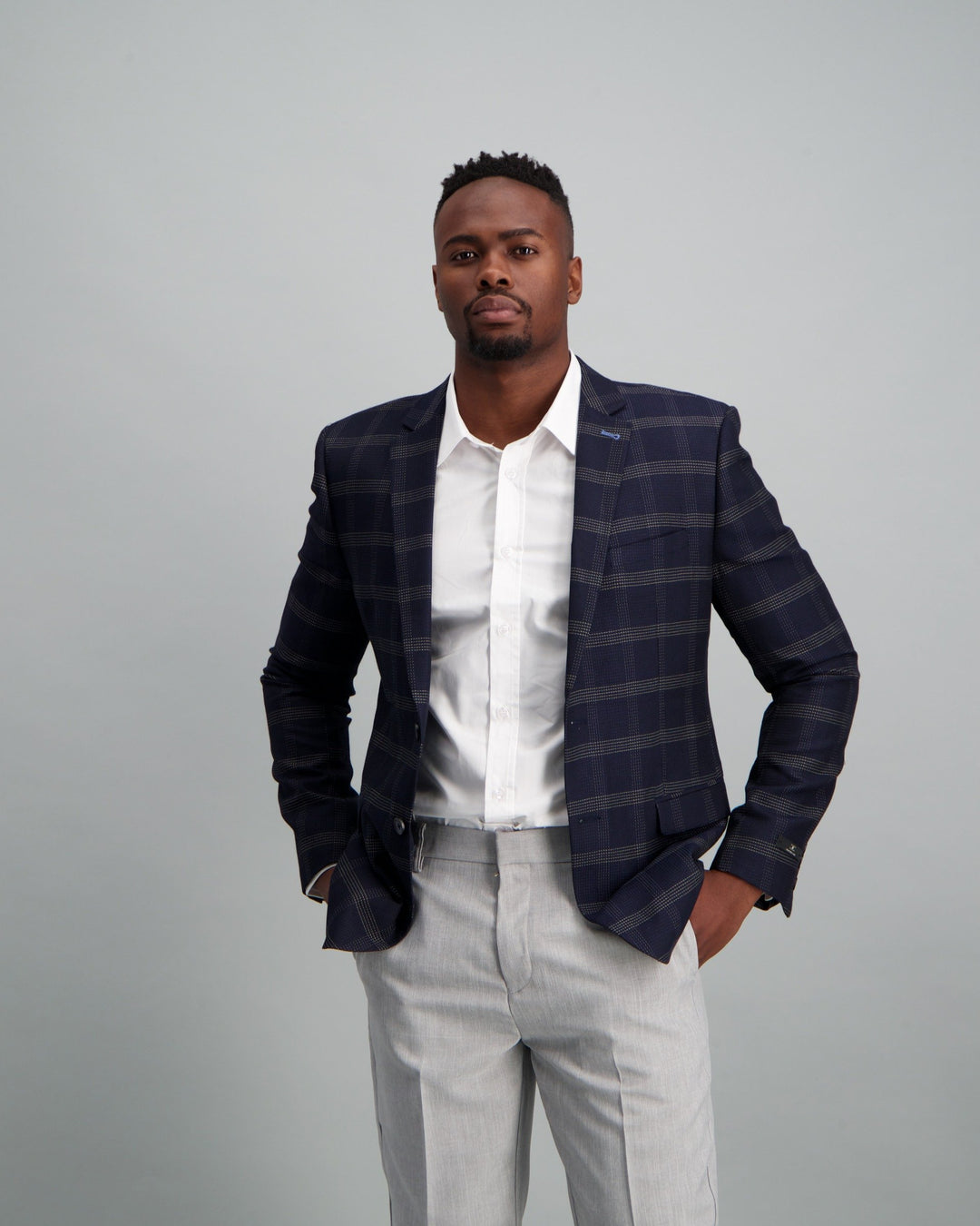 Men's Check Blazer Navy