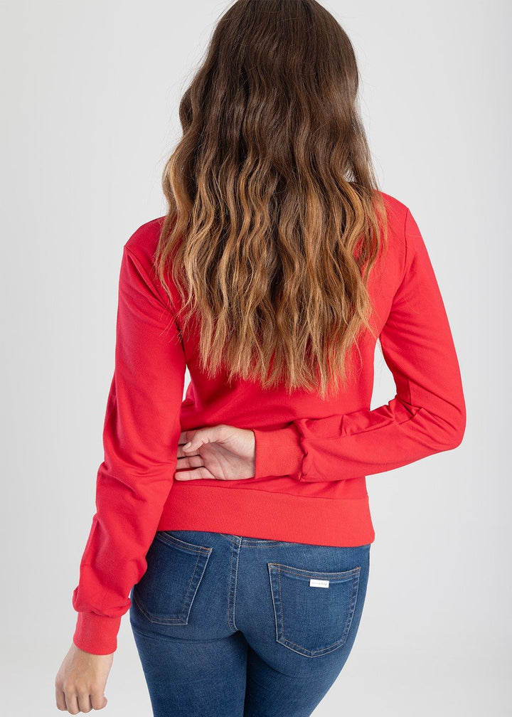 Sweat Top With Bling Heart Cut-Out - Red