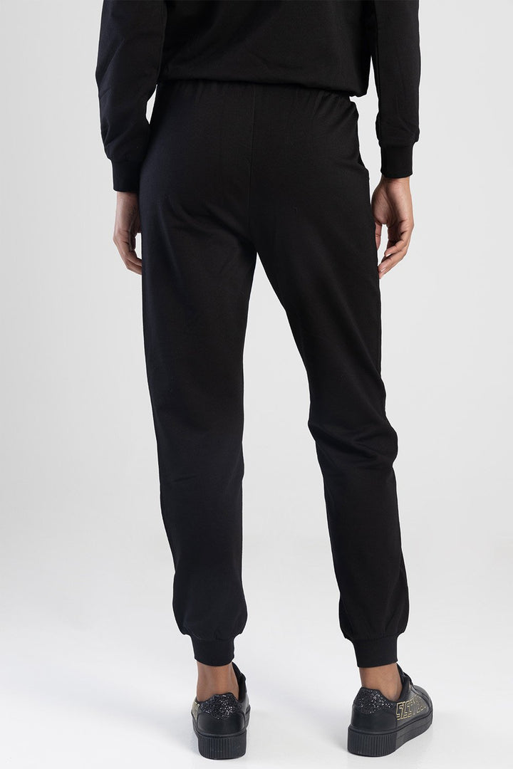 Sweat Pants With Gold Detailing - Black