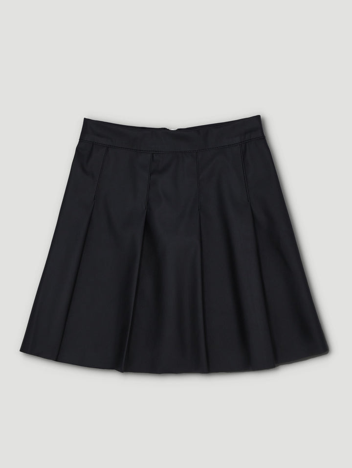 Pre-Girls Pleated Pleather Skirt - Black