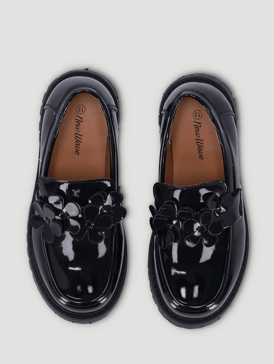 Girls Chunky Flower Loafer - Black