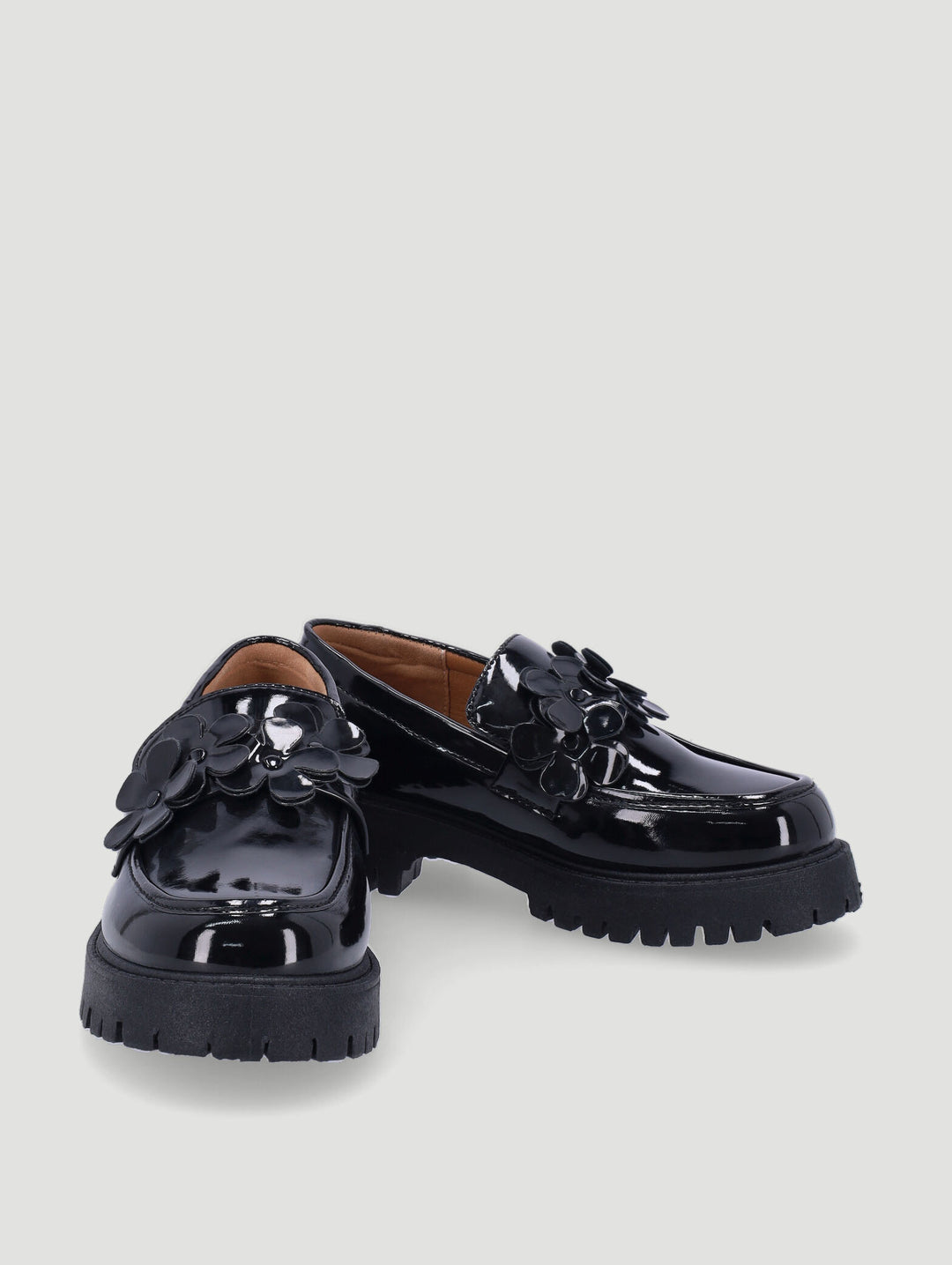 Girls Chunky Flower Loafer - Black