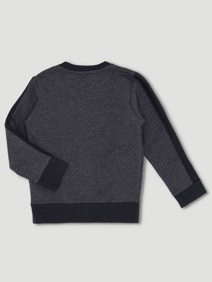 Pre-Boys Check Knit Zip Though Bomber Jacket - Black