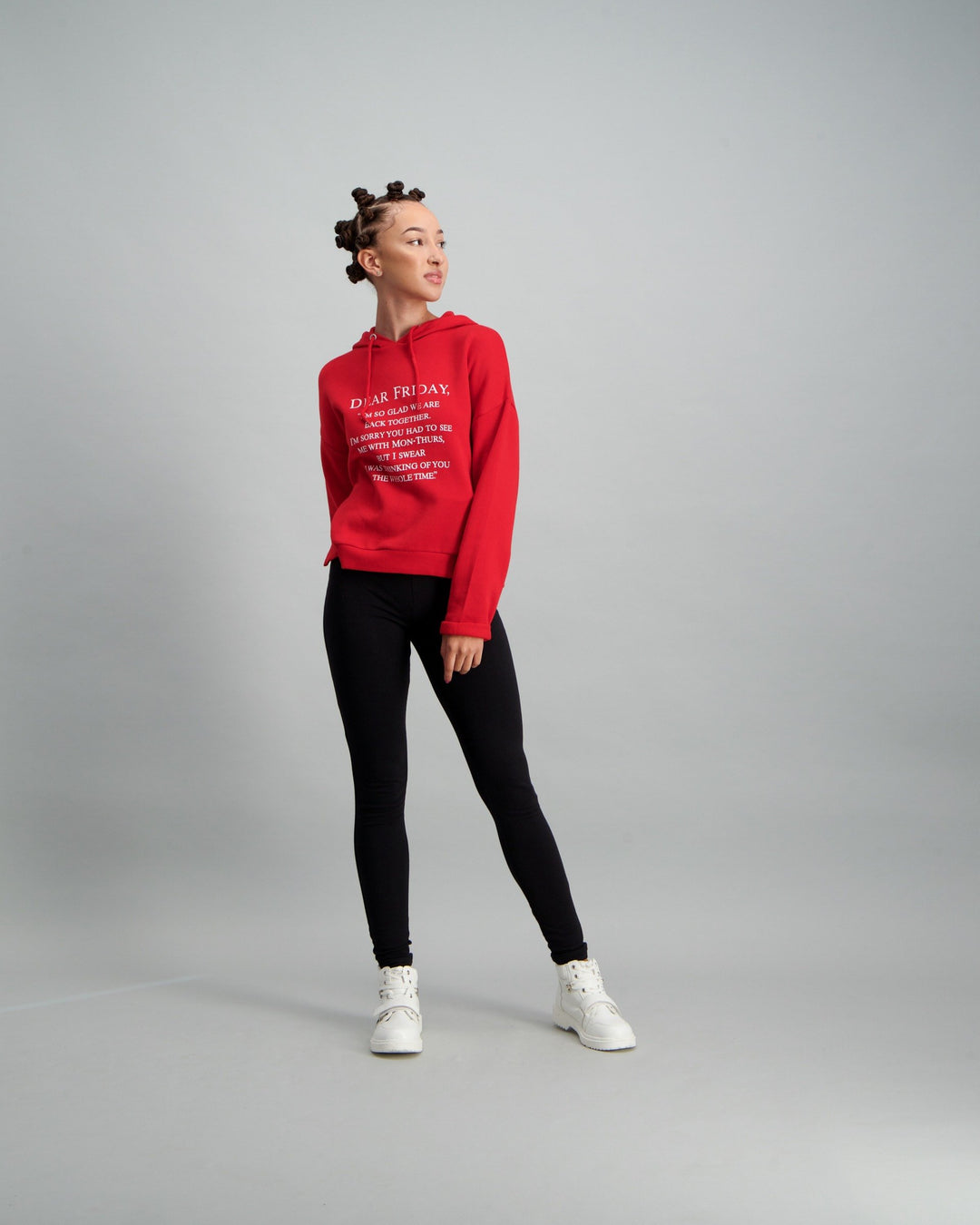 Ladies Slogan Hoodie - Dark Red