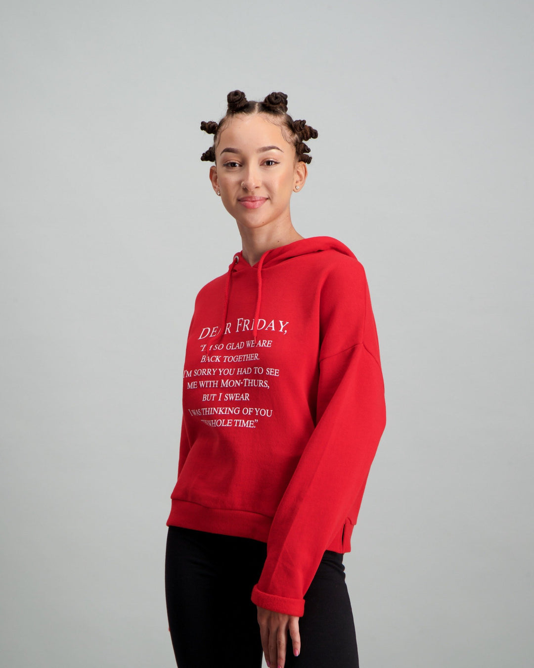 Ladies Slogan Hoodie - Dark Red