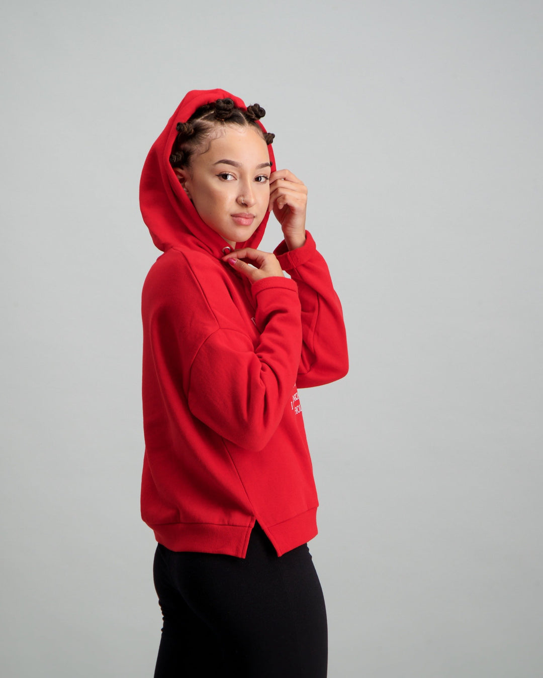 Ladies Slogan Hoodie - Dark Red