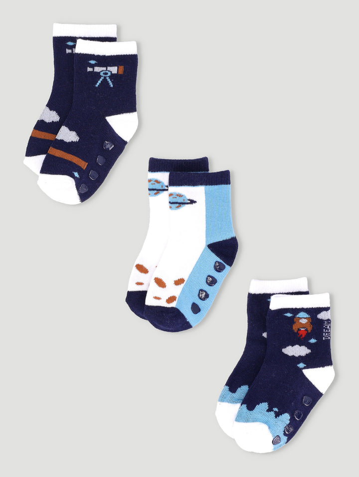 Space Cotton Socks - Navy