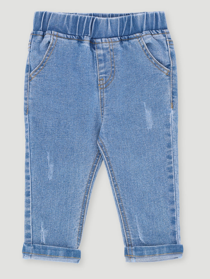 Baby Boys Ribbed Denim Jean - Light Blue
