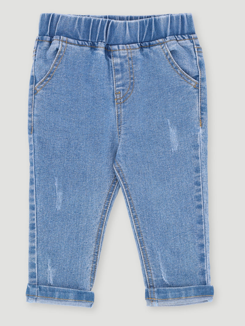 Baby Boys Ribbed Denim Jean - Light Blue