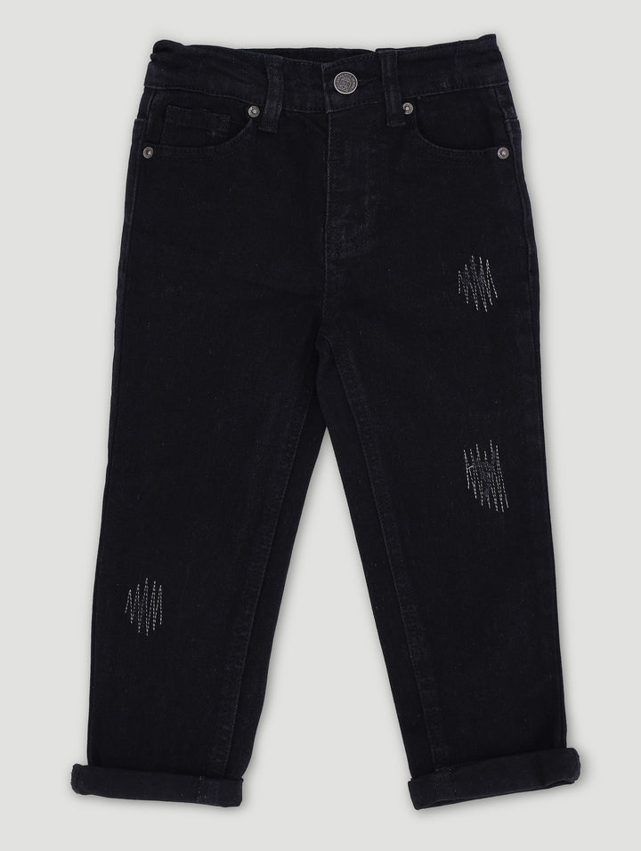 Pre-Boys Fashion Denim Rip & Repair Jeans - Black