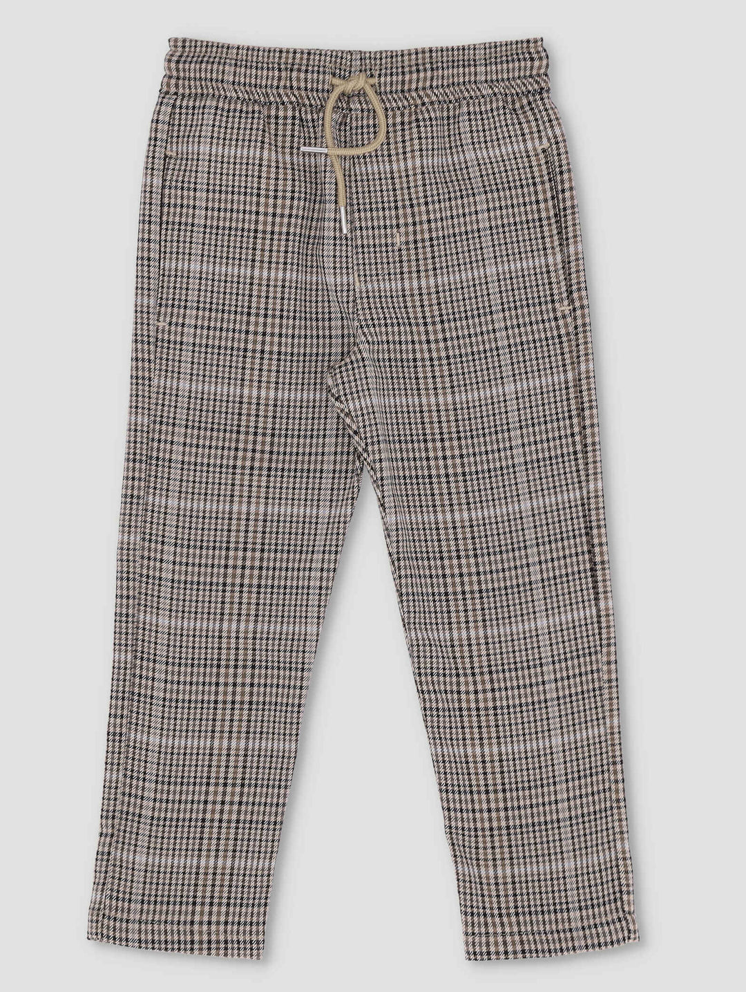 Pre-Boys Check Pull-On Pants - Brown