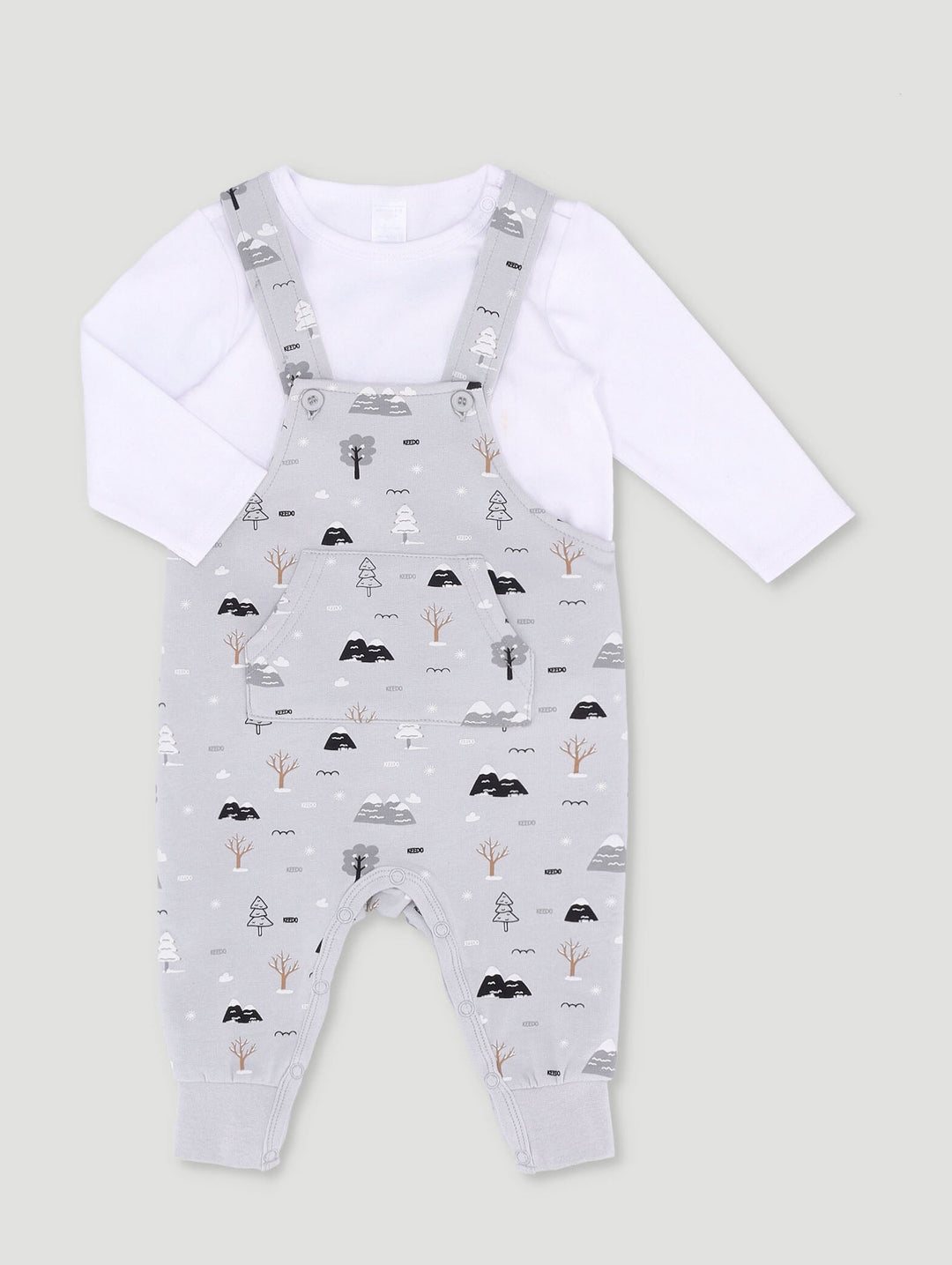Keedo Baby Girls Snow Forest Dungi Set - Grey
