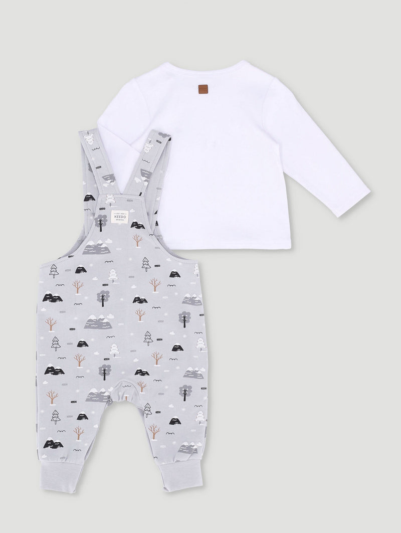 Keedo Baby Girls Snow Forest Dungi Set - Grey