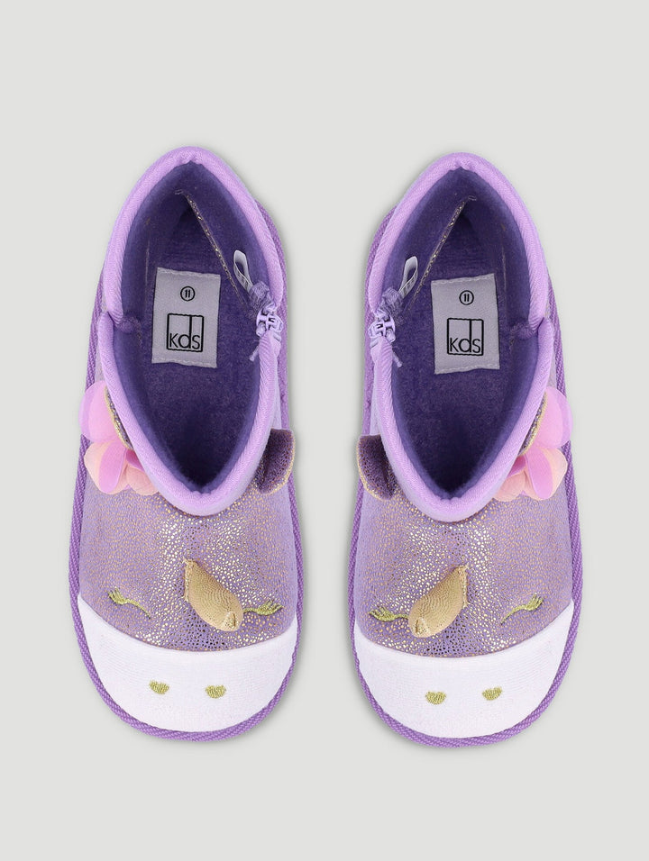 Pre-Girls Unicorn Comfy Boot Slipper - Lilac