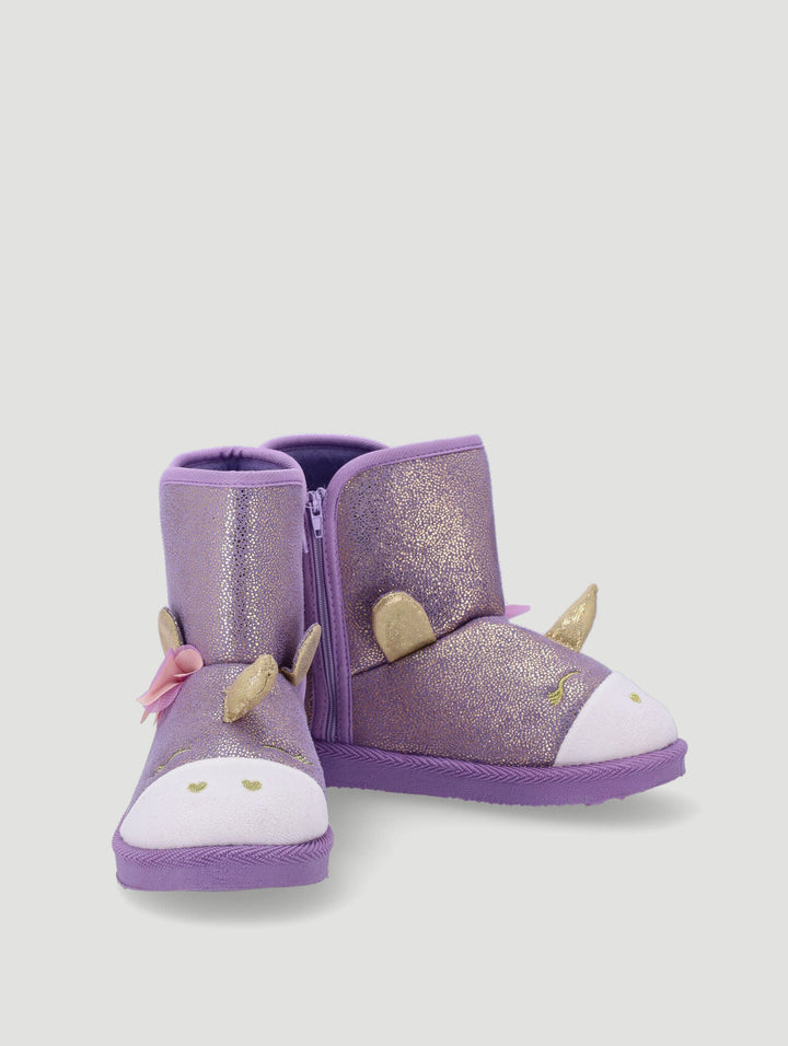 Pre-Girls Unicorn Comfy Boot Slipper - Lilac
