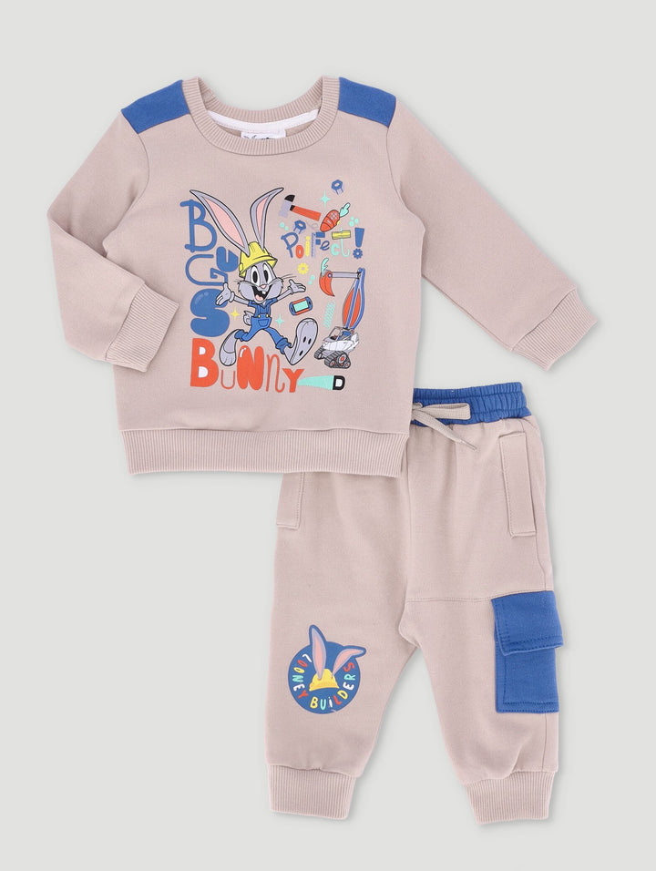 Baby Boys Everyday Bugs Bunny Builders Fleece Set - Beige