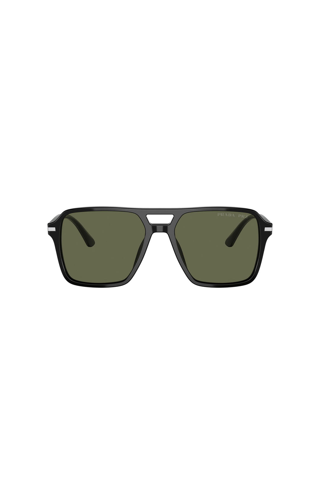 Square Frame Green Lens Sunglasses - Black